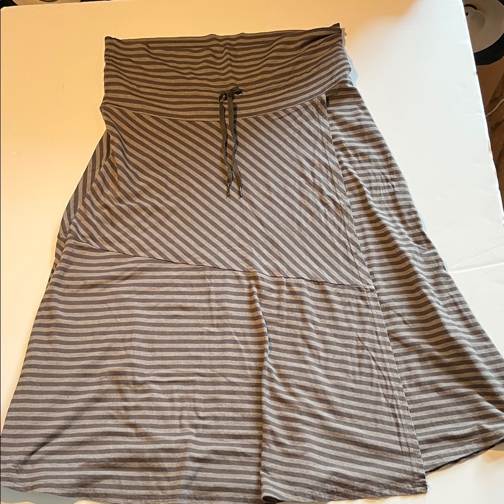 Athleta Brown Striped A-Line Skirt